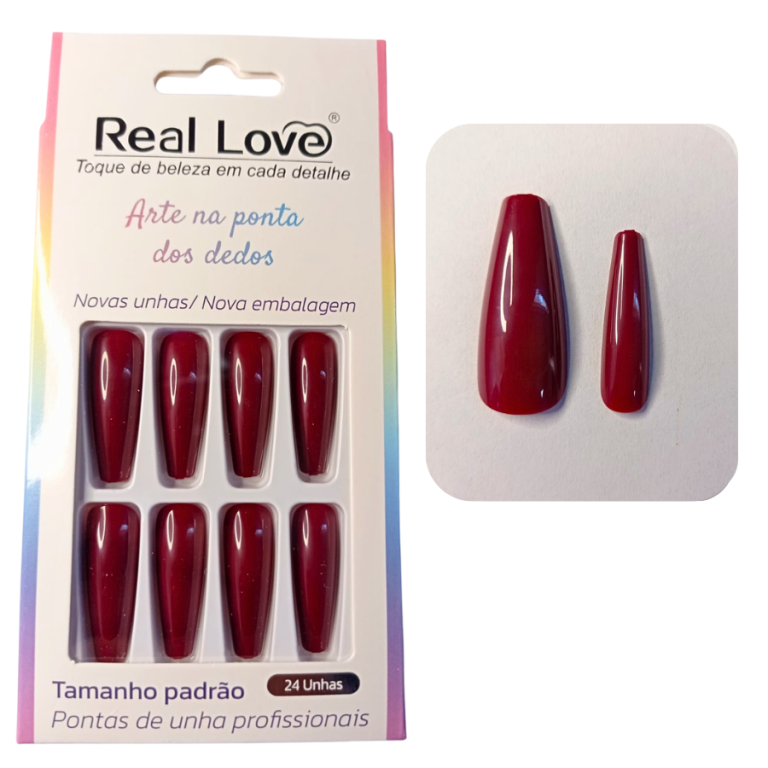 CARTELA DE UNHA POSTIÇA BAILARINA COM 24 UN REAL LOVE
