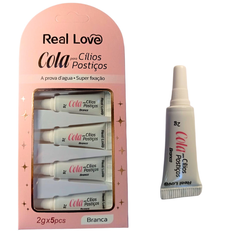 COLA DE CÍLIOS POSTIÇOS CARTELA COM 5 UN 2G BRANCA REAL LOVE