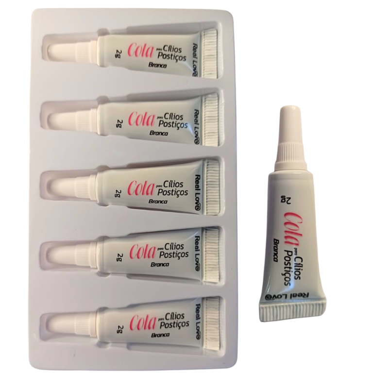 COLA DE CÍLIOS POSTIÇOS CARTELA COM 5 UN 2G BRANCA REAL LOVE