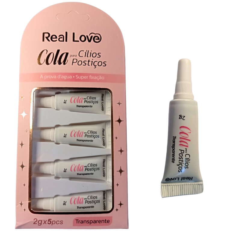 COLA DE CÍLIOS POSTIÇOS CARTELA COM 5 UN 2G TRANSPARENTE REAL LOVE