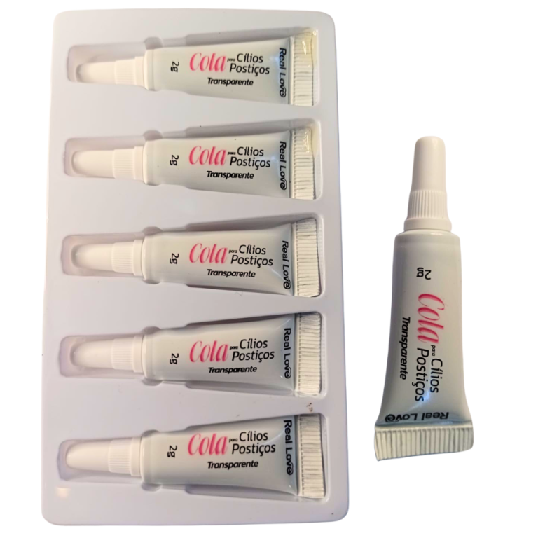 COLA DE CÍLIOS POSTIÇOS CARTELA COM 5 UN 2G TRANSPARENTE REAL LOVE