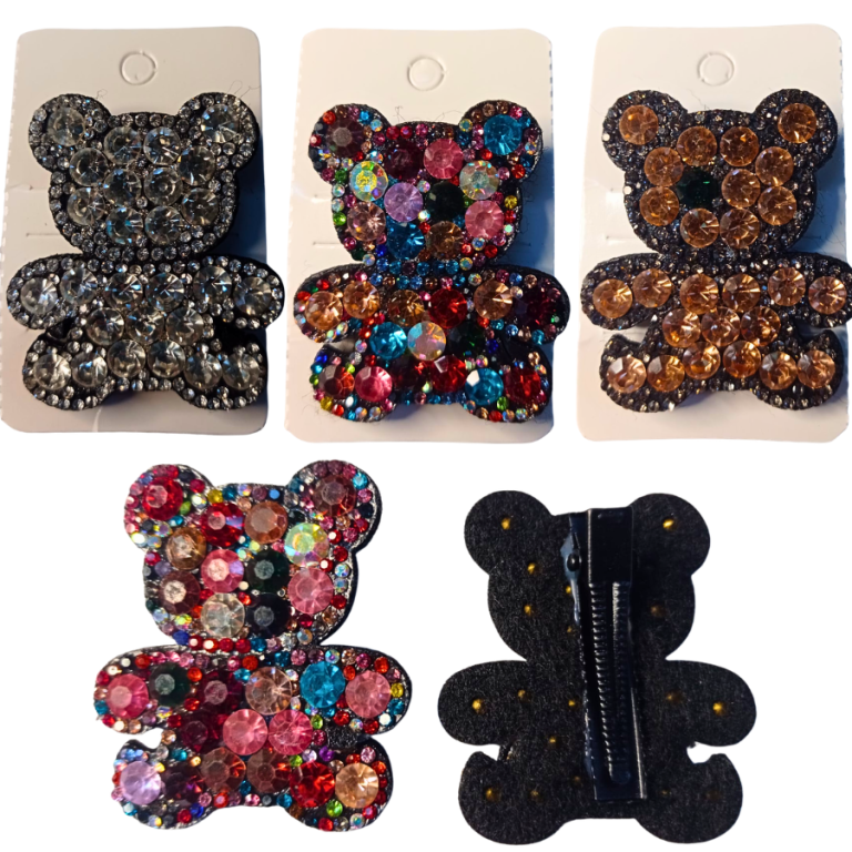 CARTELA PRESILHA BORBOLETA URSO STRASS 4 X 5 CM