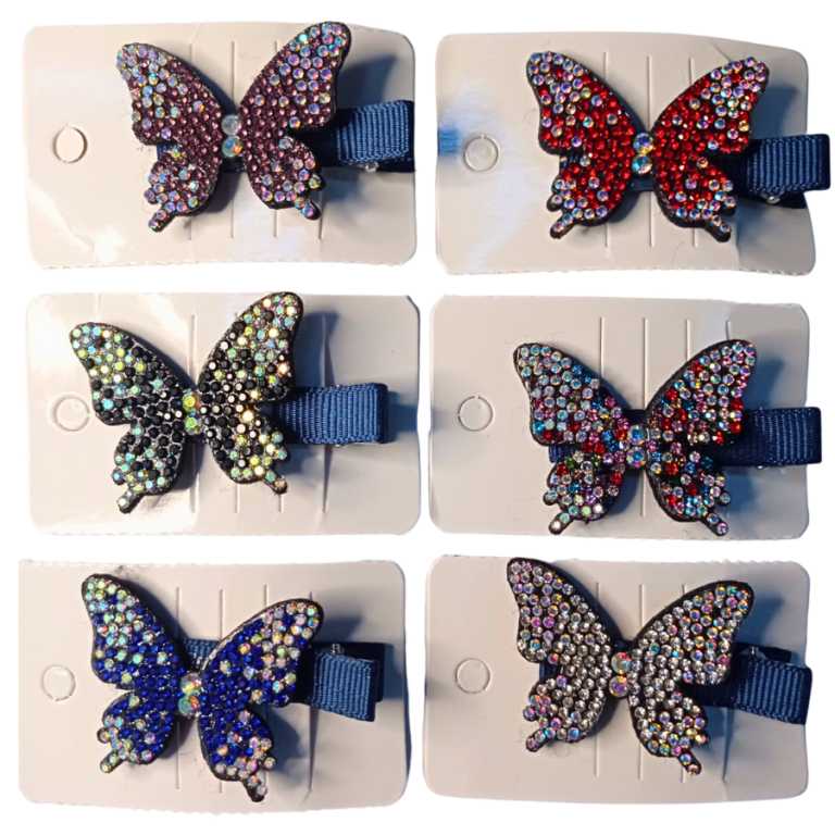CARTELA PRESILHA BORBOLETA STRASS 3 X 5,5 CM