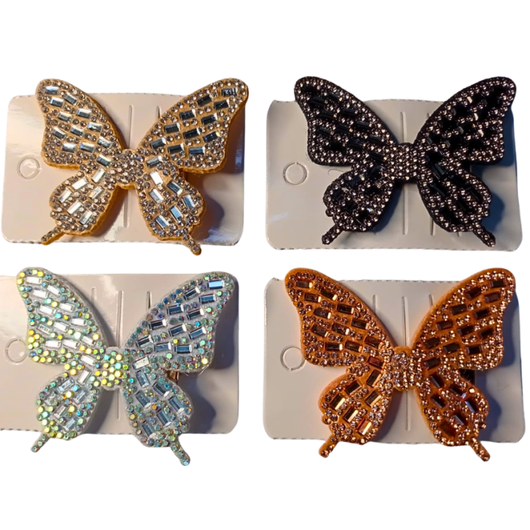 CARTELA PRESILHA BORBOLETA STRASS 4,5 X 6 CM