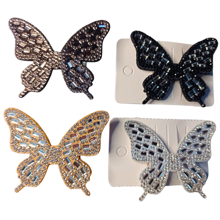 CARTELA PRESILHA BORBOLETA STRASS 4,5 X 6 CM