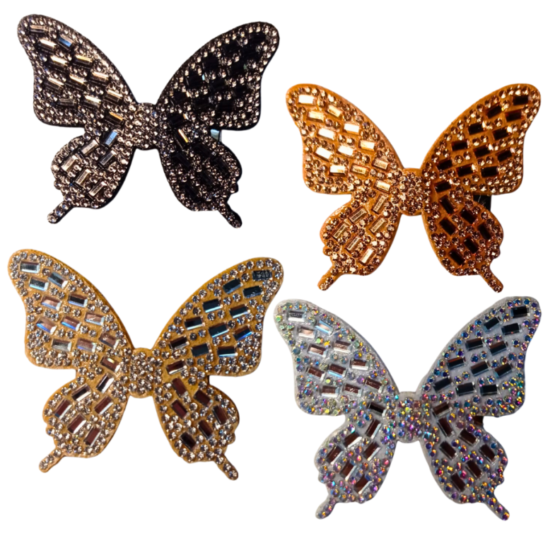 CARTELA PRESILHA BORBOLETA STRASS 4,5 X 6 CM