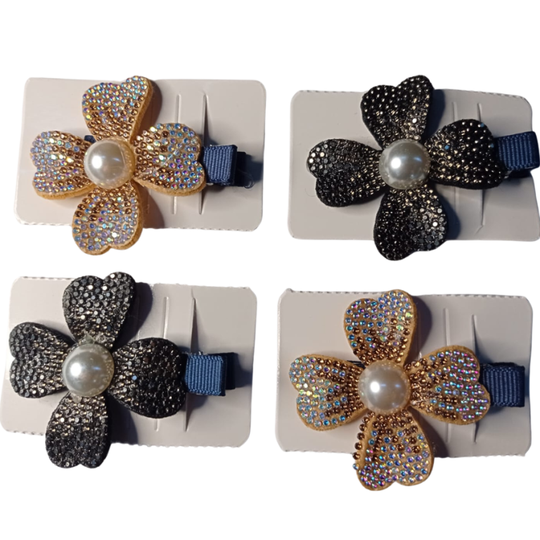 CARTELA PRESILHA FLOR STRASS 5,5 X 6,5 CM