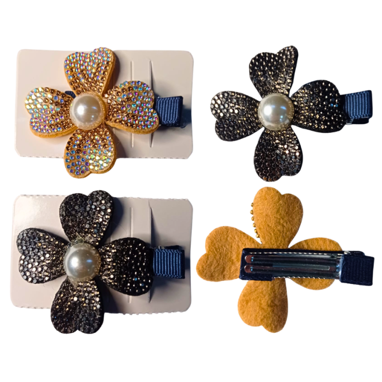 CARTELA PRESILHA FLOR STRASS 5,5 X 6,5 CM
