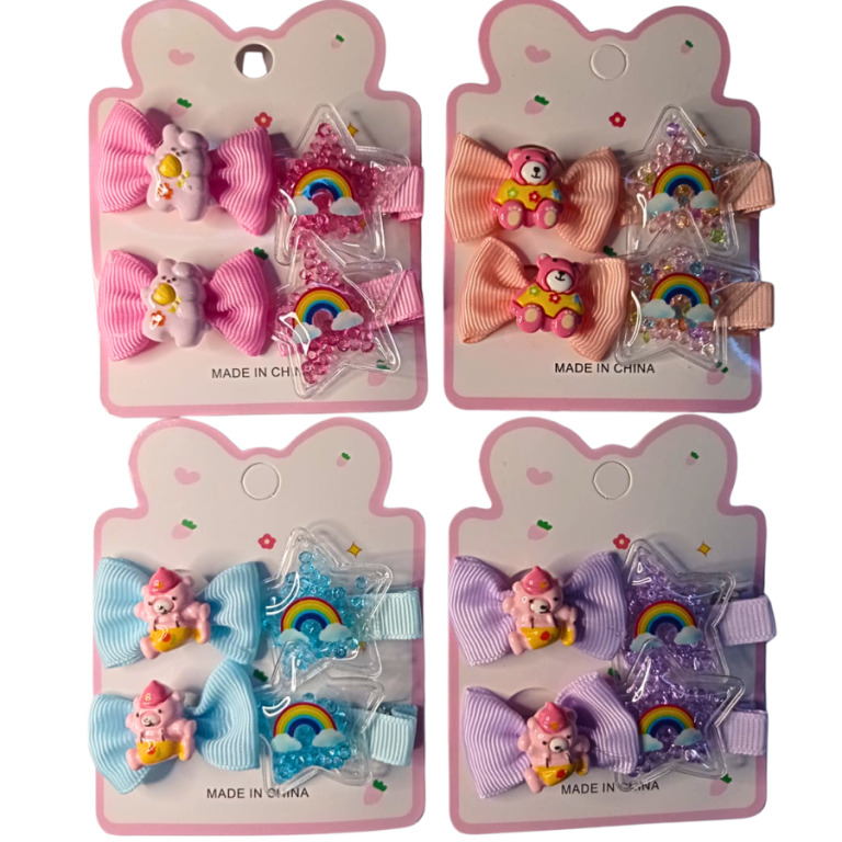 KIT INFANTIL 2 PRESILHAS,2 BUCHINHAS ARCO ÍRIS
