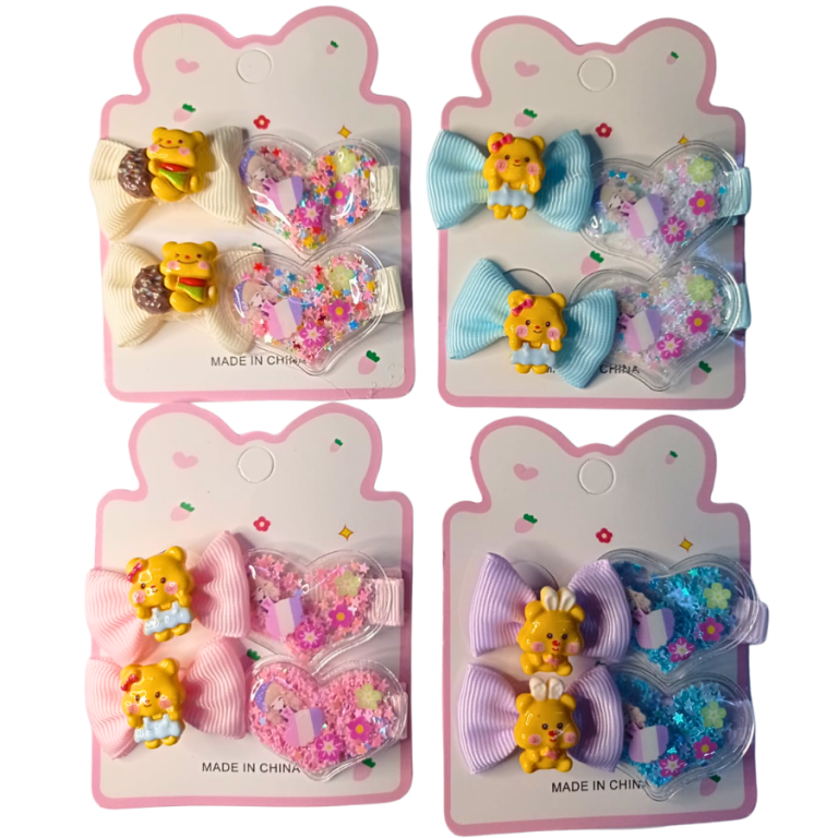 KIT INFANTIL 2 PRESILHAS,2 BUCHINHAS PRINCESA