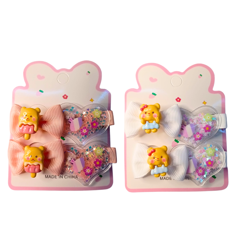 KIT INFANTIL 2 PRESILHAS,2 BUCHINHAS PRINCESA