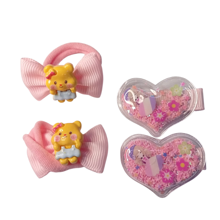 KIT INFANTIL 2 PRESILHAS,2 BUCHINHAS PRINCESA