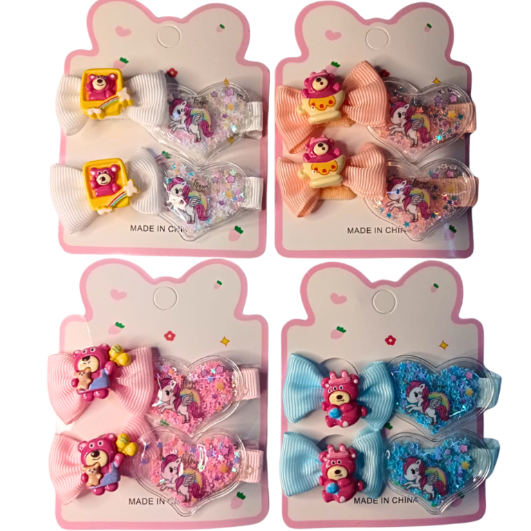 KIT INFANTIL 2 PRESILHAS,2 BUCHINHAS UNICÓRNIO