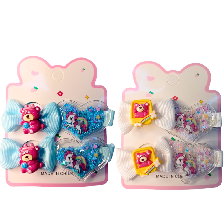 KIT INFANTIL 2 PRESILHAS,2 BUCHINHAS UNICÓRNIO