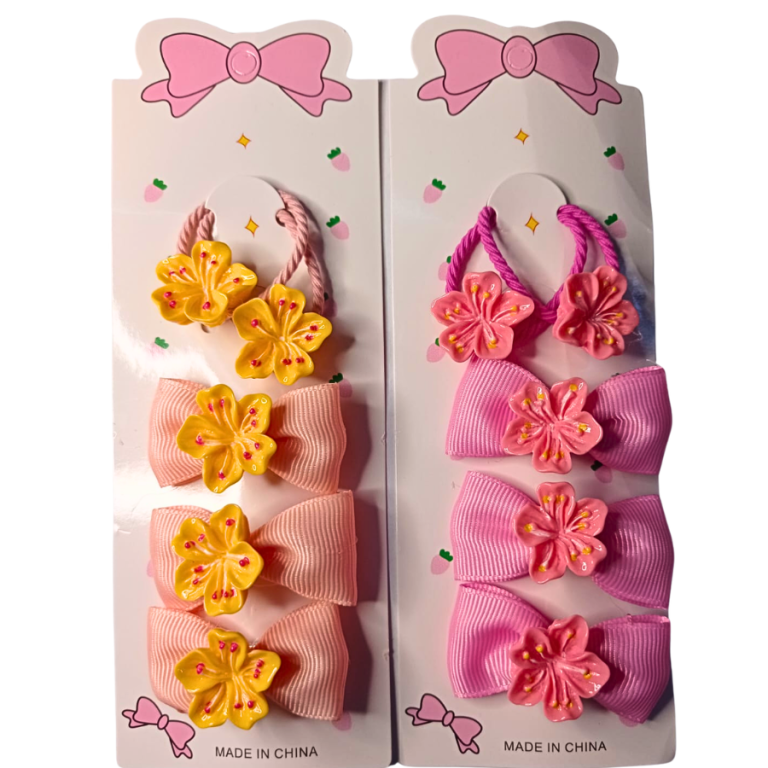 CARTELA PRESILHA 5 PEÇAS COM 3 LAÇOS E 2 BUCHINHAS FLOR