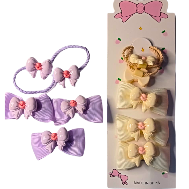 CARTELA PRESILHA 5 PEÇAS COM 3 LAÇOS E 2 BUCHINHAS FLOR