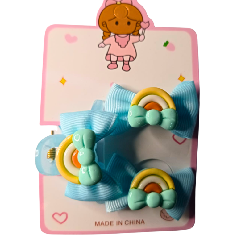 KIT INFANTIL 2 BUCHINHAS,1 PIRANHA LAÇO ARCO ÍRIS