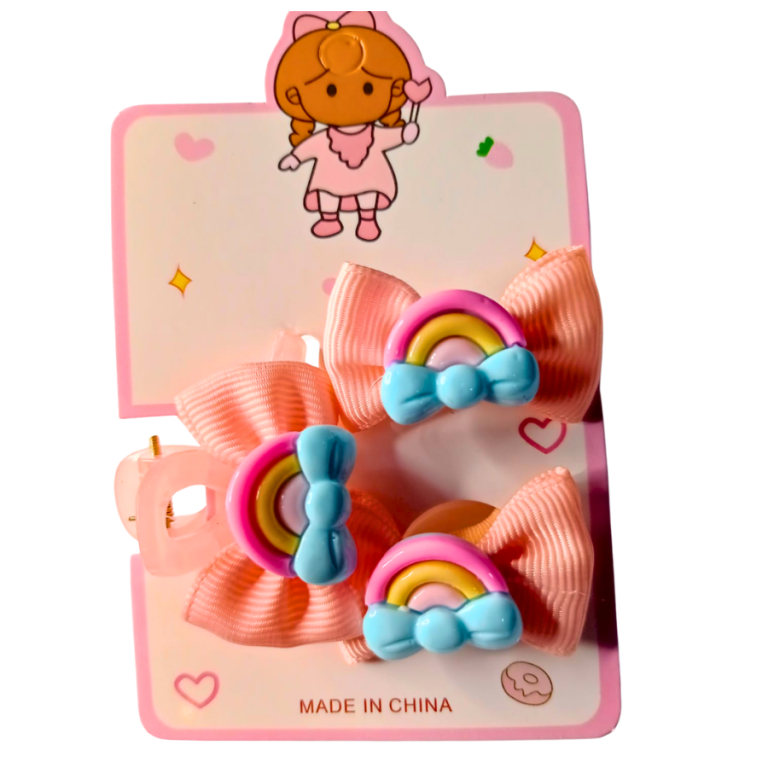KIT INFANTIL 2 BUCHINHAS,1 PIRANHA LAÇO ARCO ÍRIS