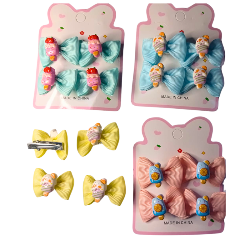 KIT INFANTIL 4 PRESILHA LAÇO SORVETE