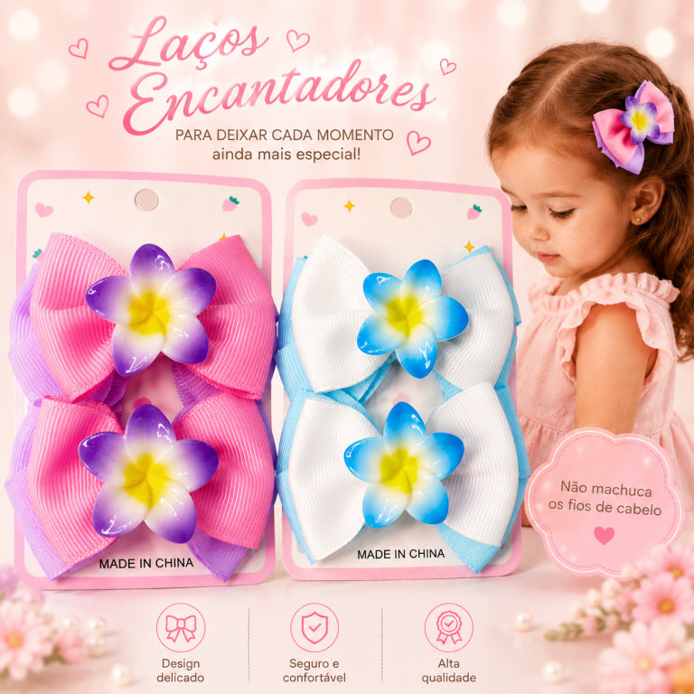 CARTELA PRESILHA 2 LAÇOS FLOR 7 CM
