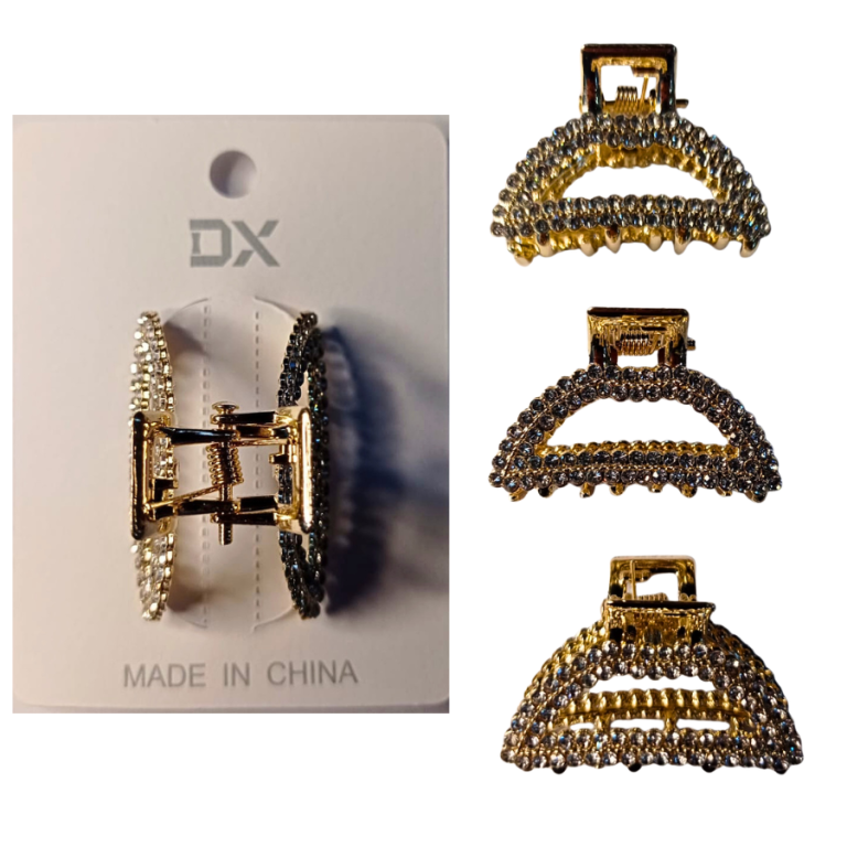 PIRANHA METAL DOURADA COM STRASS 3,5 CM