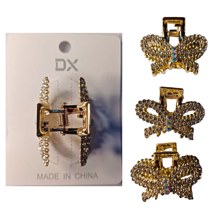 PIRANHA METAL DOURADA COM STRASS 3,5 CM