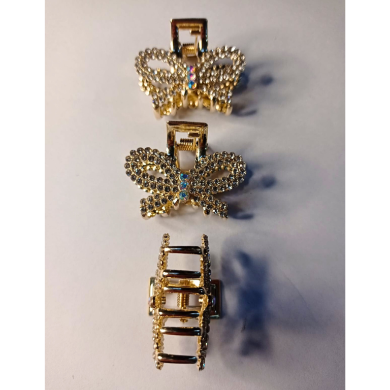 PIRANHA METAL DOURADA COM STRASS 3,5 CM
