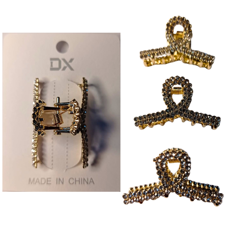 PIRANHA METAL DOURADA COM STRASS 3,5 CM
