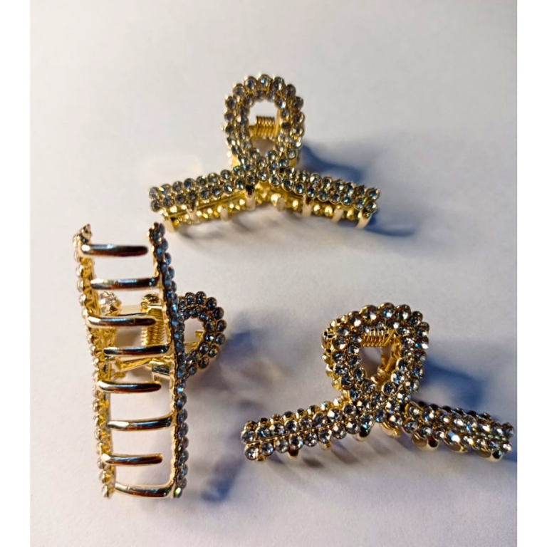 PIRANHA METAL DOURADA COM STRASS 3,5 CM