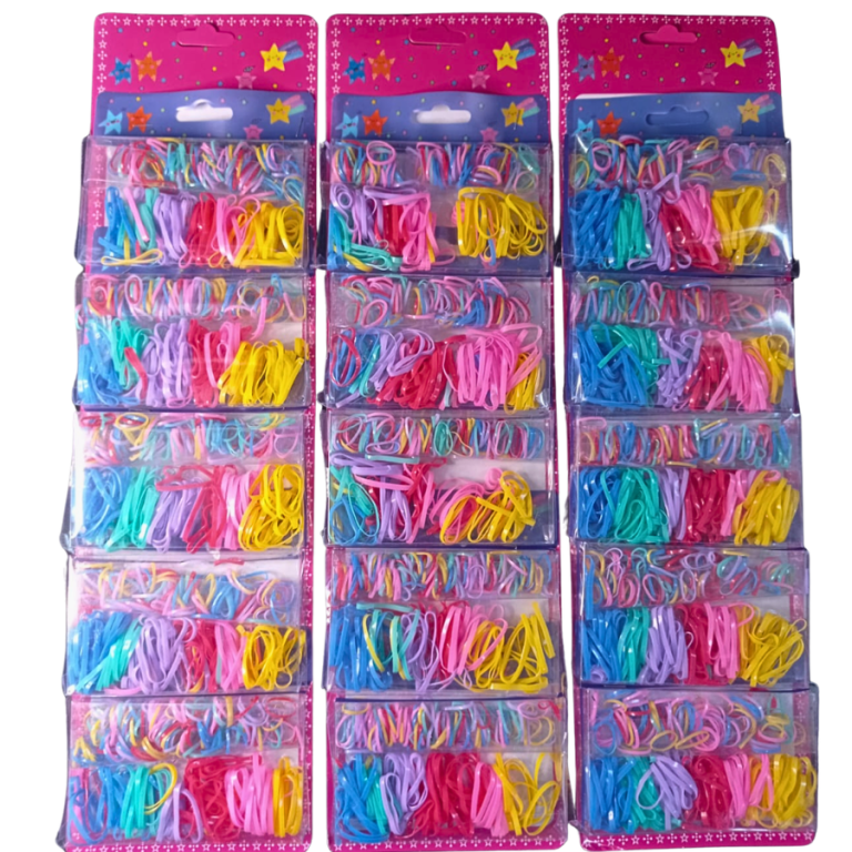 CARTELA DE GOMINHA DOIS TAMANHOS ROXO,VERMELHO COM 5 KITS