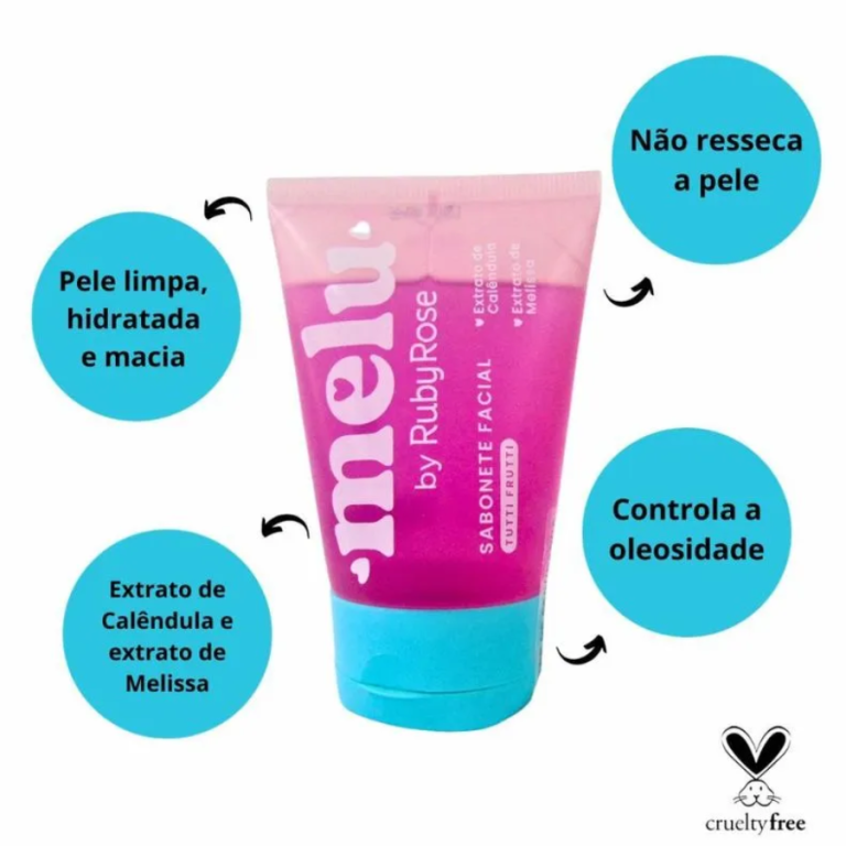 SABONETE FACIAL TUTTI FRUTTI MELU 100ML RUBY ROSE