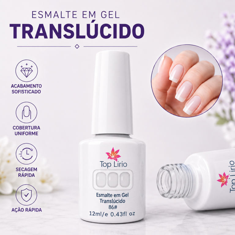 ESMALTE EM GEL TRANSLÚCIDO TOP LIRIÓ RENDA COR 086 12 ML