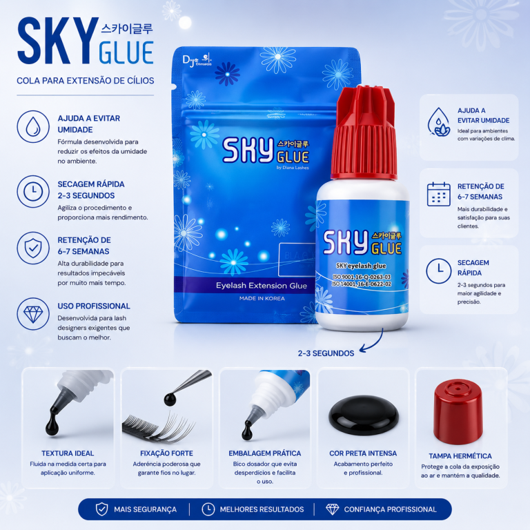 COLA DE CÍLIOS FIO A FIO PROFISSIONAL SKY GLUE S+ 5 ML