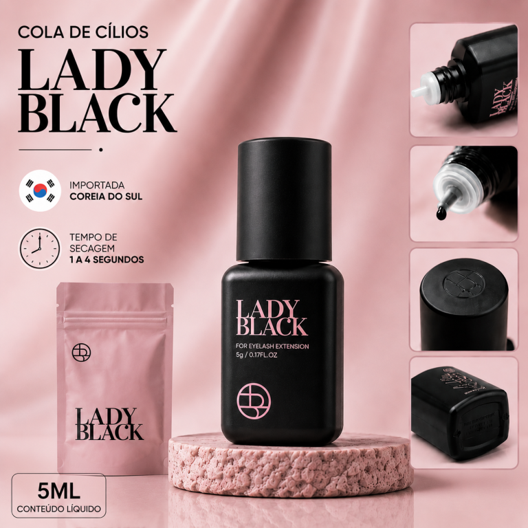 COLA DE CÍLIOS FIO A FIO PROFISSIONAL LADY BLACK 5 ML