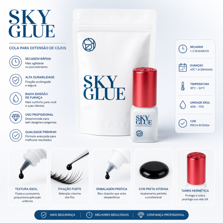 COLA DE CÍLIOS FIO A FIO PROFISSIONAL SKY GLUE S+ 5 ML