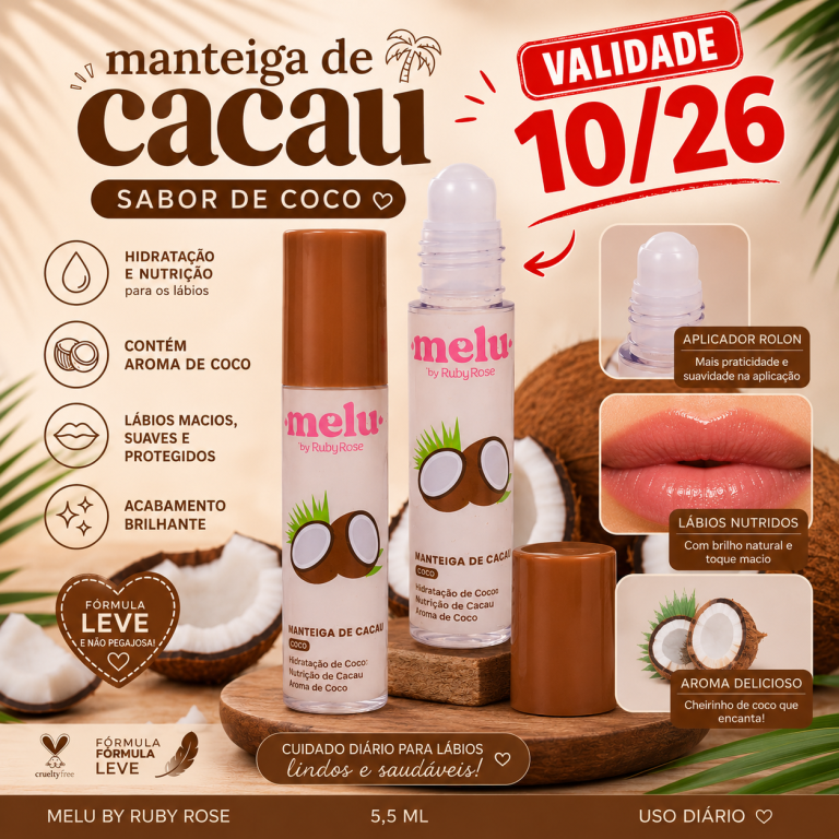 MANTEIGA DE CACAU ROLON MELU RUBY ROSE 5,5 ML