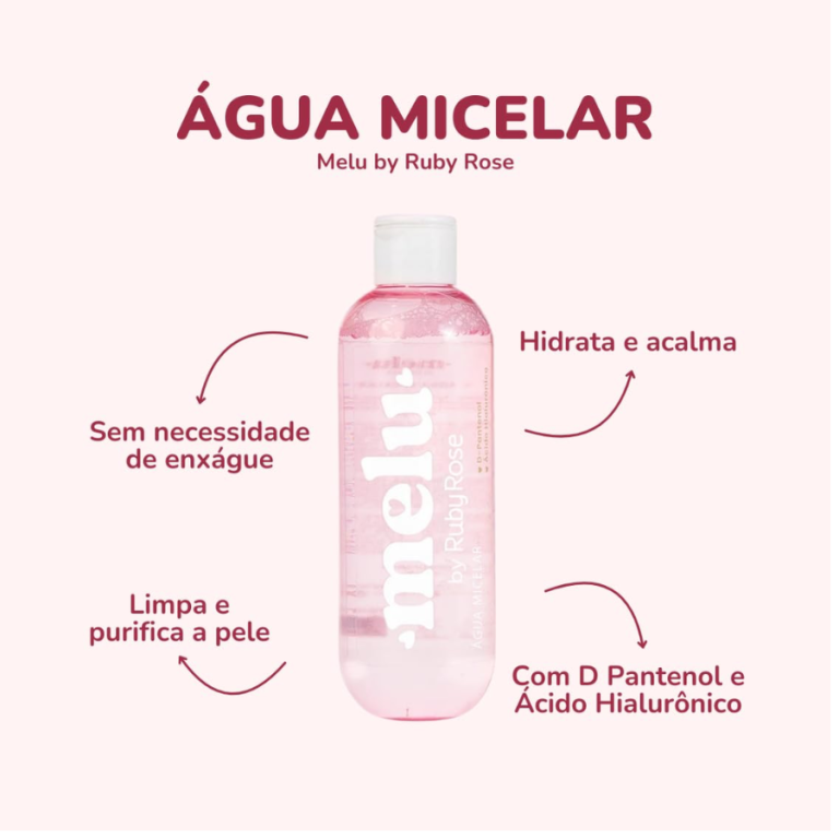 ÁGUA MICELAR MELU RUBY ROSE 100 ML