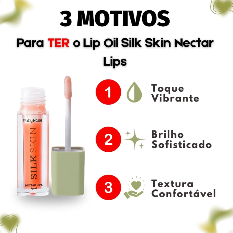 LIP OIL NECTAR LIPS SILK SKIN RUBY ROSE 5,5 ML BOX COM 36UN