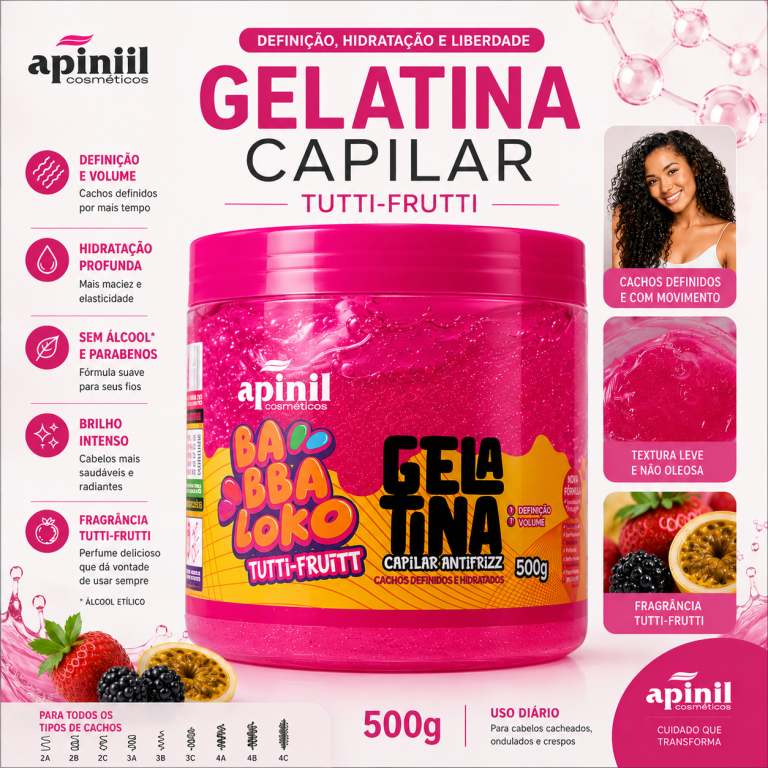 GELATINA CAPILAR ANTIFRIZZ BABBALOKO TUTTI FRUIT APINIL 500G