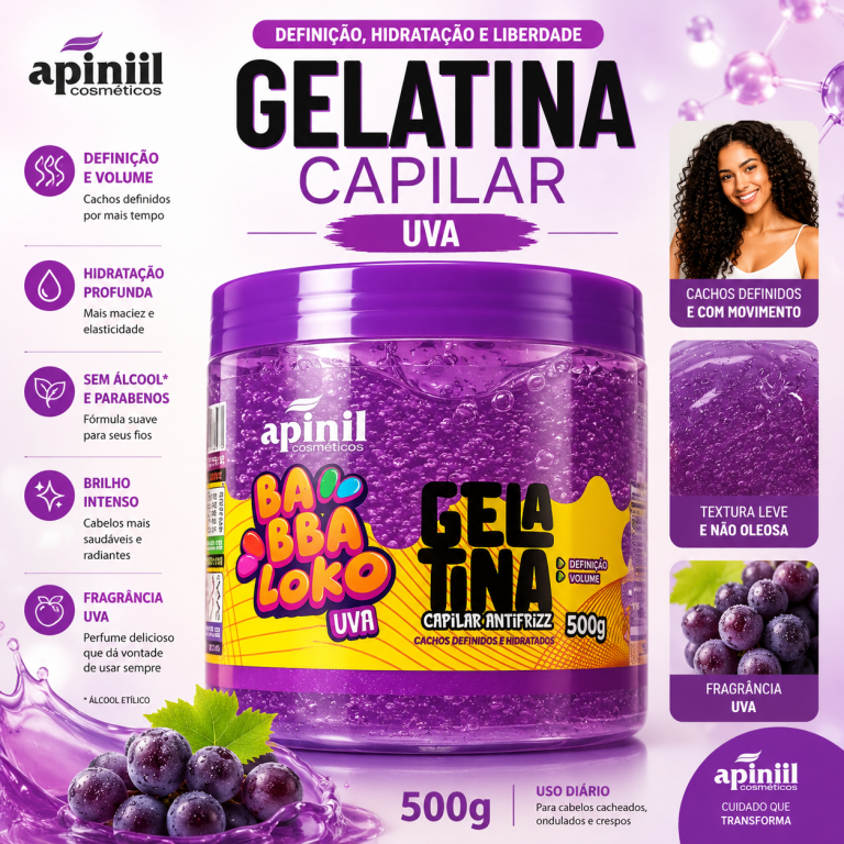 GELATINA CAPILAR ANTIFRIZZ BABBALOKO UVA APINIL 500G