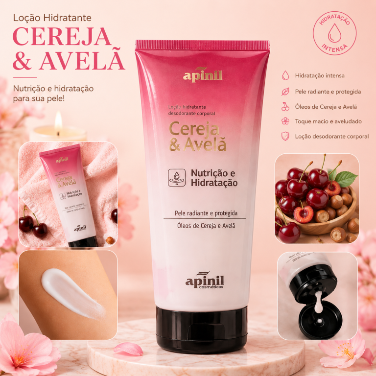 LOÇÃO HIDRATANTE CORPORAL CEREJA E AVELÃ APINIL 190G