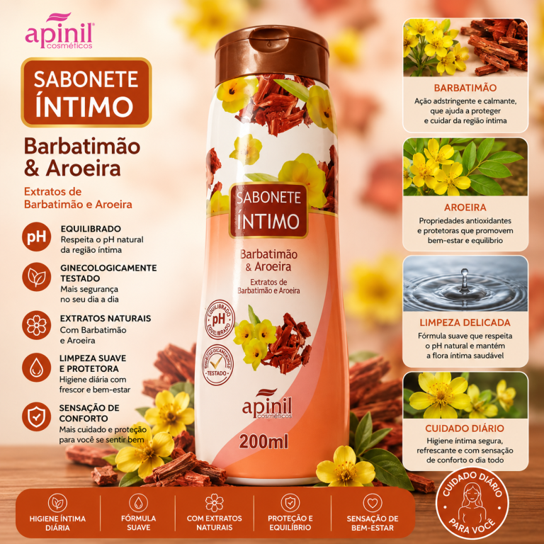 SABONETE ÍNTIMO BARBATIMÃO E AROEIRA APINIL 200 ML