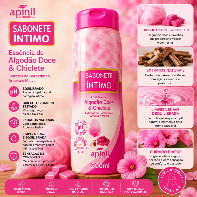 SABONETE ÍNTIMO ALGODÃO DOCE E CHICLETE APINIL 200 ML