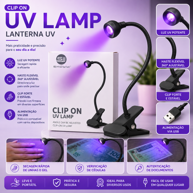 LUMINÁRIA DE MESA UV COM CLIP SHOYYI
