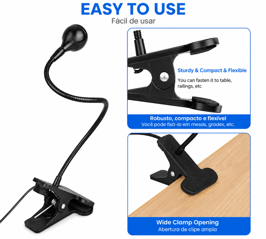 LUMINÁRIA DE MESA UV COM CLIP SHOYYI