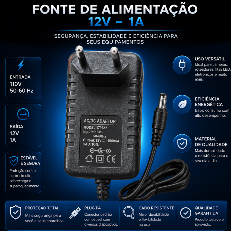 FONTE 110V  50-60 HZ   12V   1A