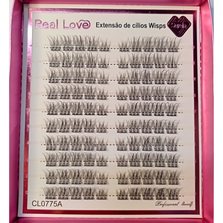 CARTELA DE CÍLIOS TUFINHOS WISPS TD10 MIX 0.07D COM 80 TUFOS REAL LOVE