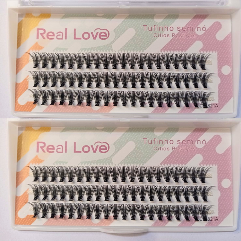 CARTELA DE CÍLIOS TUFINHOS SEM NÓ 30P 11MM 0.07D REAL LOVE BOX COM 10 UN