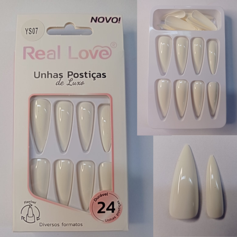 CARTELA DE UNHA POSTIÇA ESTILETO COM 24 UN REAL LOVE