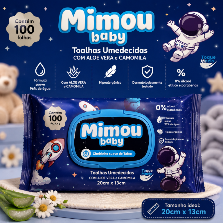 LENÇOS UMIDECIDOS MIMOU TALCO COM 100 UNIDADES